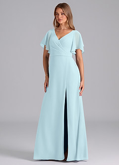 Azazie Ambrosia Bridesmaid Dresses Cloud Blue A-Line Pleated Chiffon Dress image1