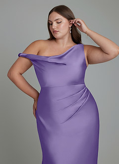 Azazie Emerson Jurken voor bruidsmeisjes Jurk van Stretch Satijn met Zeemeermin Off-shoulder Tahiti image12