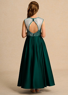Azazie Candy Girl Flower Girl Dresses Pine Ball-Gown Bow Matte Satin Dress image3