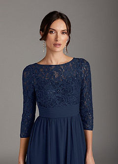 Azazie Carmena Mother of the Bride Dresses Dark Navy A-Line Sequins Chiffon Dress image2