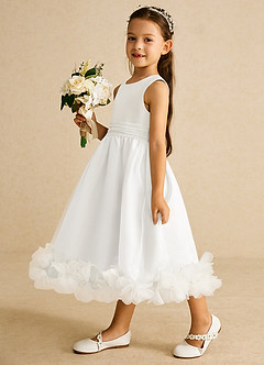 Azazie Stardust Flower Girl Dresses Ivory A-Line Sleeveless Organza Dress image3
