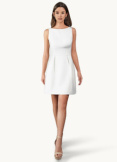 Mignon White Boat Neck Mini Dress image3