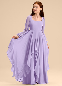 Azazie Clara Junior Abito A-Line in Chiffon Blusa Lilla image7