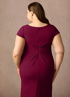 Azazie Tana vestidos de madre de la novia Vestido de Borgoña de Crepé elástico de Sirena con Cuello en V plisado image11
