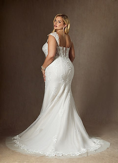 Azazie Roux Wedding Dresses Diamond White Mermaid Sequins Satin Dress image8
