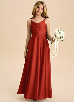 Azazie Bug Junior A-Linie Plissee Stretch-Satin Kleid Rost image6