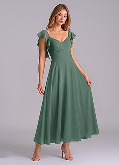 Azazie Leilani Bridesmaid Dresses Sea Moss A-Line Ruched Chiffon Dress image3