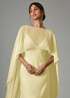 Azazie Stefania Robes de demoiselle d'honneur Robe Trapèze en Satin extensible Sorbet Citron image5