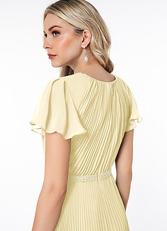 Azazie Kara 겸손한 신부 들러리 드레스 A라인 주름진 쉬폰 플로어 길이 드레스 image6