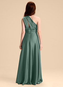 Azazie Charlize Junior Robe Trapèze en Satin extensible Plissée Eucalyptus image2