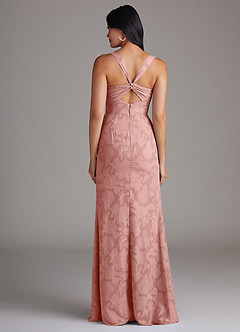 Azazie Mero Bridesmaid Dresses Rosette Sheath Pleated Floral Burnout Dress image3