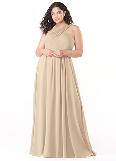 Azazie Dixie Abiti da Damigella Abito A-Line in Chiffon con Scollo Halter a Pieghe Champagne image7