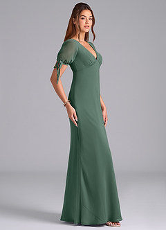 Azazie Pheby Bridesmaid Dresses Sea Moss A-Line Pleated Chiffon Dress image5