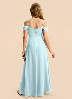 Azazie Lilly Junior Cloud Blue A-Line Pleated Chiffon Dress image2