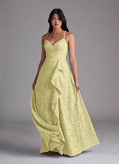 Azazie Naeem Bridesmaid Dresses Lemon Sorbet A-Line Floral Burnout Dress image4
