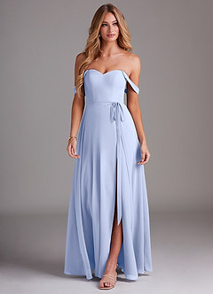 Azazie Aaron Bridesmaid Dresses Ice A-Line Off the Shoulder Chiffon Convertible Dress image4