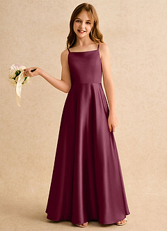 Azazie Joella Girls Formal Flower Girl Klänningar Klä A-Line i Stretch Satin Plisserad image2