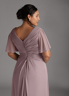 Azazie Emmeline Mother of the Bride Dresses Dusk A-Line V-Neck Pleated Mesh Dress image11
