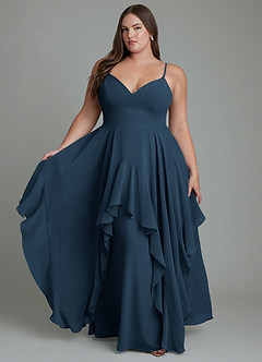 Azazie Zaina Abiti da Damigella Abito A-Line in Chiffon Marino Scuro image7