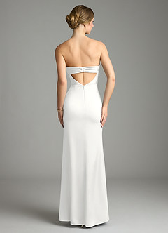 Azazie Leonis Brautjungfernkleider Wandelbar Meerjungfrau-Linie Plissee Stretch-Satin Kleid Weiß image2