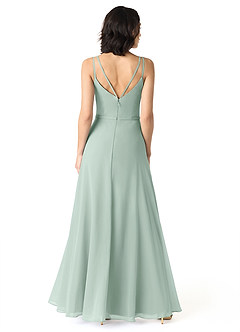 Azazie Janine At-home Try On Dresses Agave A-Line V-Neck Chiffon Dress image4