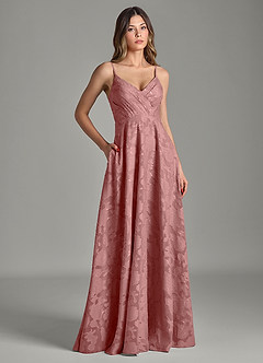 Azazie Amani Bridesmaid Dresses Dusty Rose A-Line Pleated Floral Burnout Dress image3