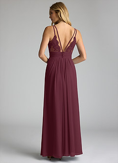 Azazie Maren Allure Bridesmaid Dresses Cabernet A-Line V-Neck Lace Chiffon Dress image5