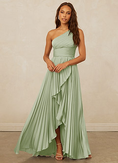 Christian Siriano Bridal for Azazie 1008 Bridesmaid Dresses Dusty Sage A-Line One Shoulder Stretch Satin Dress image5