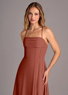 Azazie Carolyn Bridesmaid Dresses Auburn A-Line Pleated Chiffon Dress image2