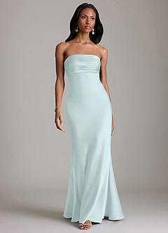 Azazie Saylor Brudtärnklänningar Klä av Sjöjungfru i Stretch Satin Axelbandslös Havsglas image2