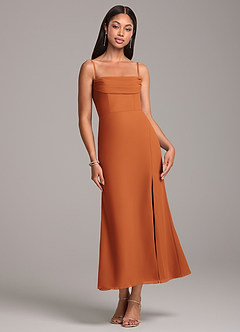 Azazie Saige Bridesmaid Dresses Cinnamon Sheath Off the Shoulder Chiffon Convertible Dress image7
