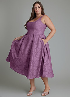 Azazie Amalie Bridesmaid Dresses Wisteria A-Line Pleated Floral Burnout Dress image10