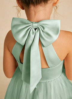 Azazie Dora Flower Girl Dresses Agave A-Line Bow Tulle Dress image5