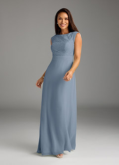 Azazie Bettina Mother of the Bride Dresses Dusty Blue A-Line Lace Chiffon Dress image5