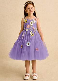 Azazie Osea Flower Girl Dresses Tahiti Ball-Gown Pleated Tulle Dress image7