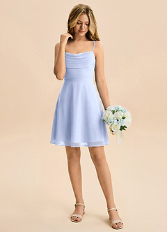 Azazie Bear Junior Ice A-Line Pleated Chiffon Dress image3