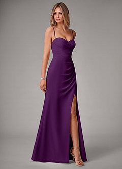 Azazie Haisley Bridesmaid Dresses Grape Sheath Off the Shoulder Chiffon Convertible Dress image6