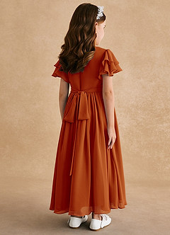 Azazie Ali Flower Girl Dresses Paprika A-Line Pleated Chiffon Dress image2