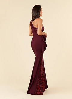 Azazie Aria Mother of the Bride Dresses Cabernet Mermaid Sequins Lace Dress image4