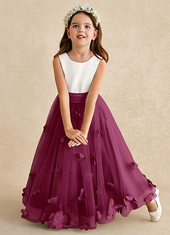 Azazie Vi Flower Girl Dresses Mulberry A-Line Sleeveless Tulle Dress image6