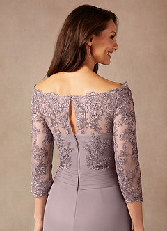 Azazie Rhonda Abiti per la Madre della Sposa Abito Sirena in Maglia a Spalla Scoperta Dusk image8
