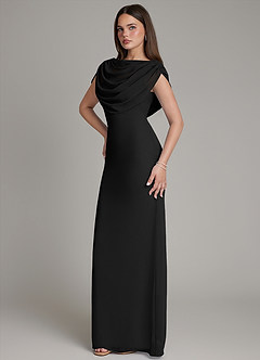 Azazie Hadley Bridesmaid Dresses Black Mermaid Pleated Chiffon Dress image9