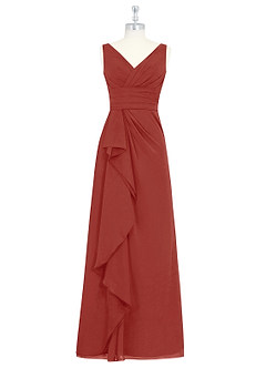 Azazie Julianna Bridesmaid Dresses Terracotta A-Line Chiffon Dress image6