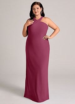 Azazie Doretta Bridesmaid Dresses Mulberry Mermaid Pleated Chiffon Dress image9