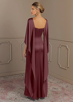Azazie Eli Mother of the Bride Dresses Sangria Sheath Boatneck Stretch Satin Dress image2