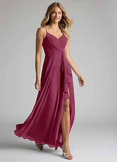 Azazie Akita Brautjungfernkleider A-Linie Chiffon Kleid Maulbeerrot image2