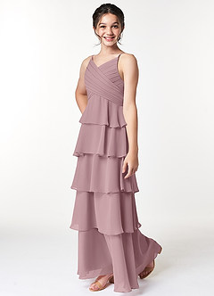 Azazie Daniela A-Line Ruched Chiffon Floor-Length Junior Bridesmaid Dress image6