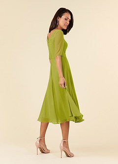 Azazie Naomi Abiti per la Madre della Sposa Abito A-Line in Chiffon Plissettato con Scollo a Barca Citronella image4
