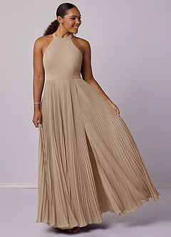 Barbie ♥ Azazie Bridesmaid Dresses Taupe A-Line Pleated Chiffon Dress image9
