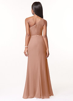 Azazie Liza Bridesmaid Dresses Champagne Rose Mermaid One Shoulder Chiffon Dress image8